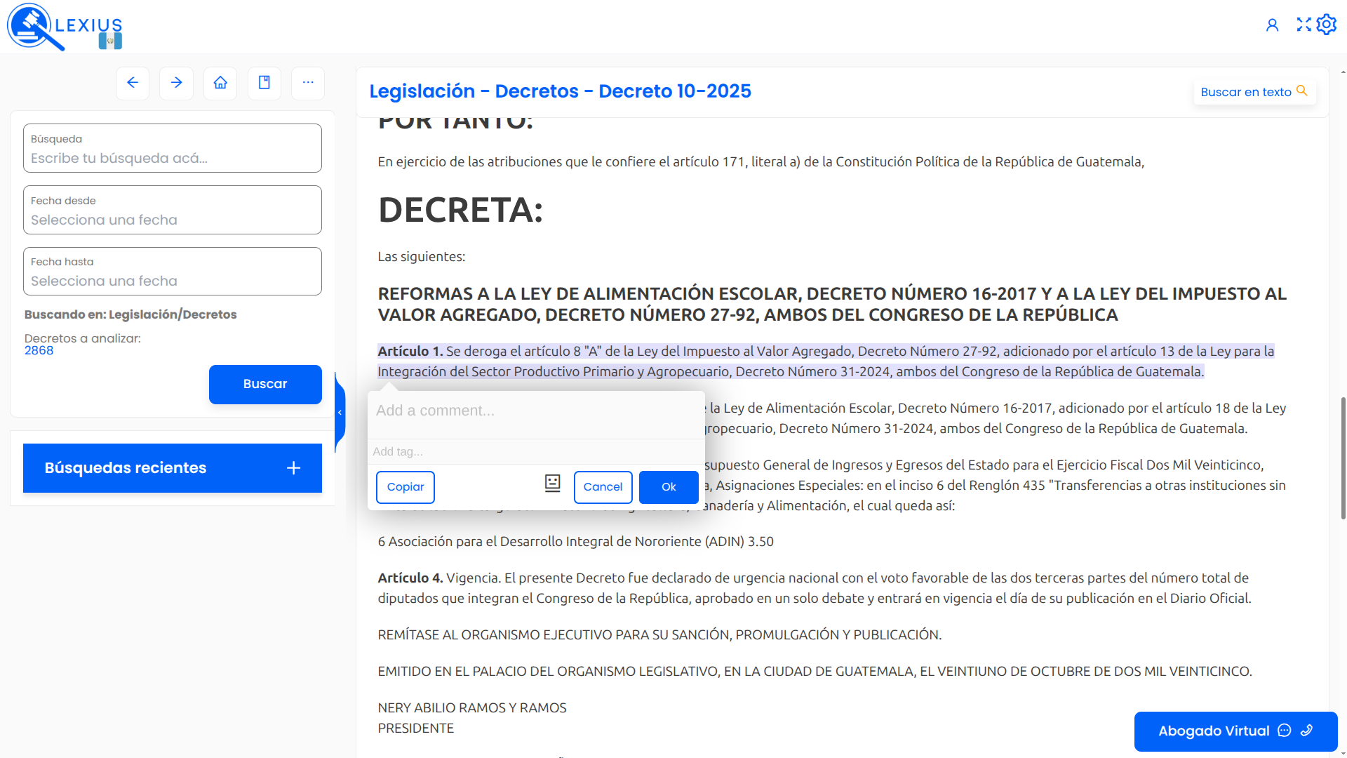 Demostración de toma de notas