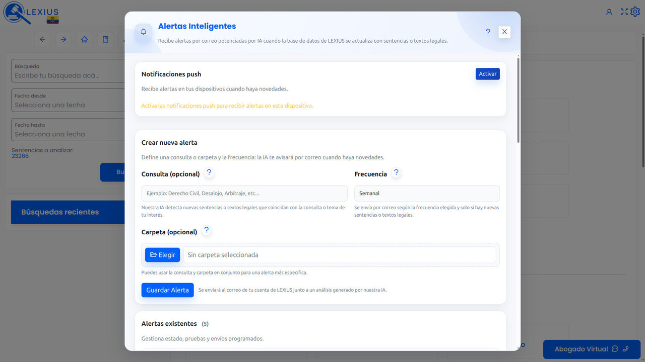 Alertas Inteligentes en LEXIUS