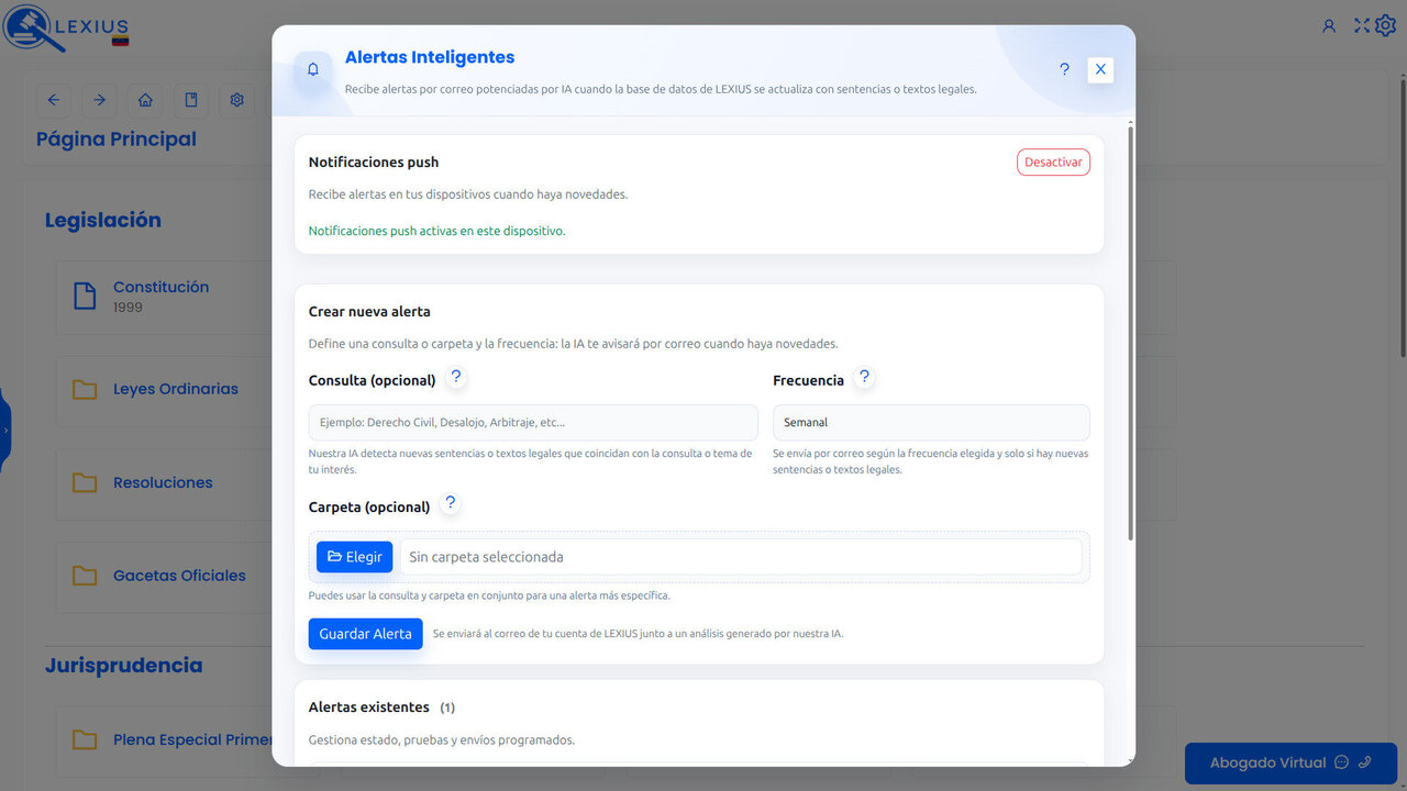 Alertas Inteligentes en LEXIUS