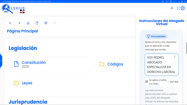 Instrucciones personalizadas en Ajustes