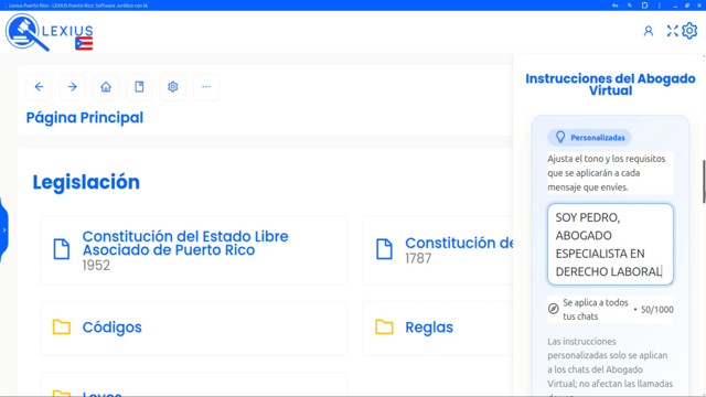Instrucciones personalizadas en Ajustes