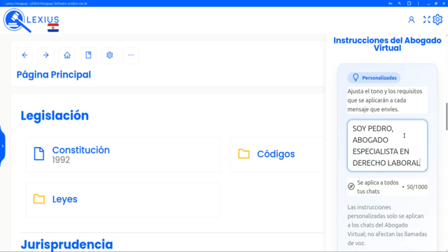 Instrucciones personalizadas en Ajustes